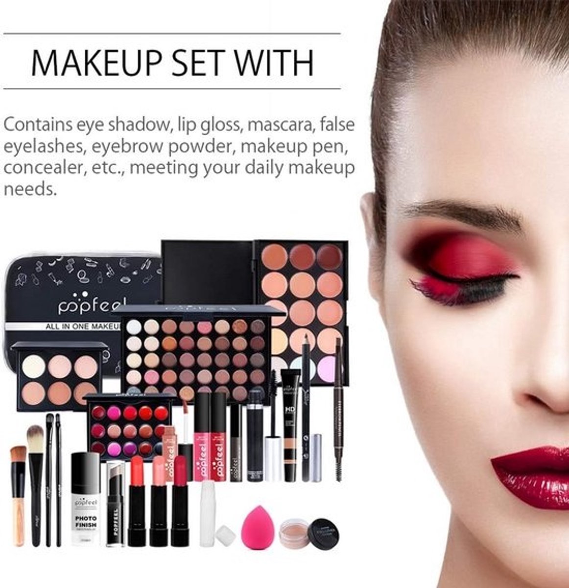 Complete 24-Delige Make-up Set voor Dames en Meisjes - Draagbare Cosmetica Startkit met Opbergtas