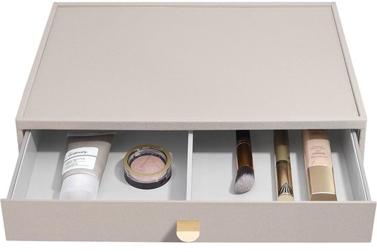 Opbergdoos voor Make-up in Taupe Kleur, Stapelbaar