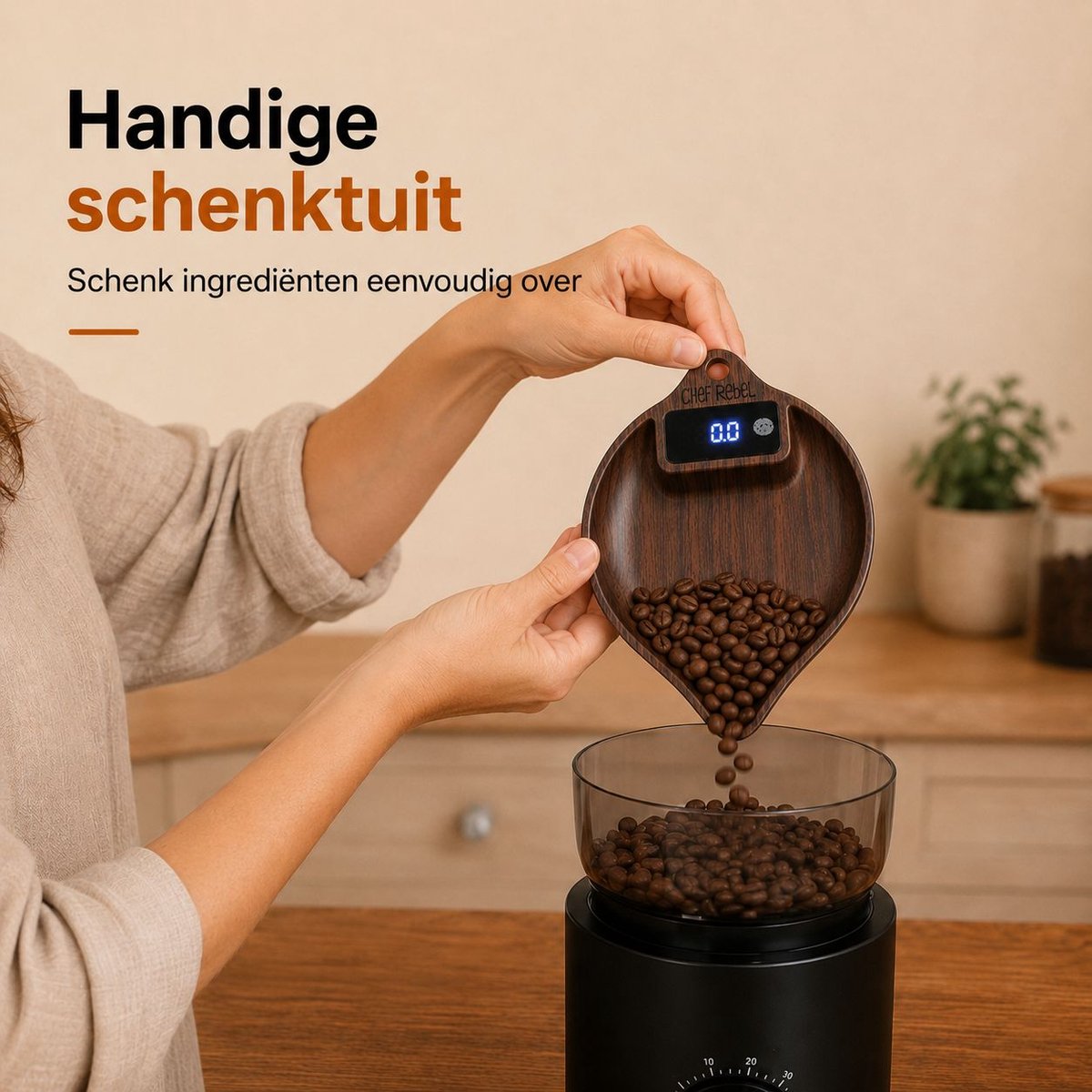 Chef Rebel® Digitale Microweegschaal – Precisieweegschaal voor Keuken en Supplementen – 0,1 g Nauwkeurig – Tarrafunctie – USB-C Oplaadbaar