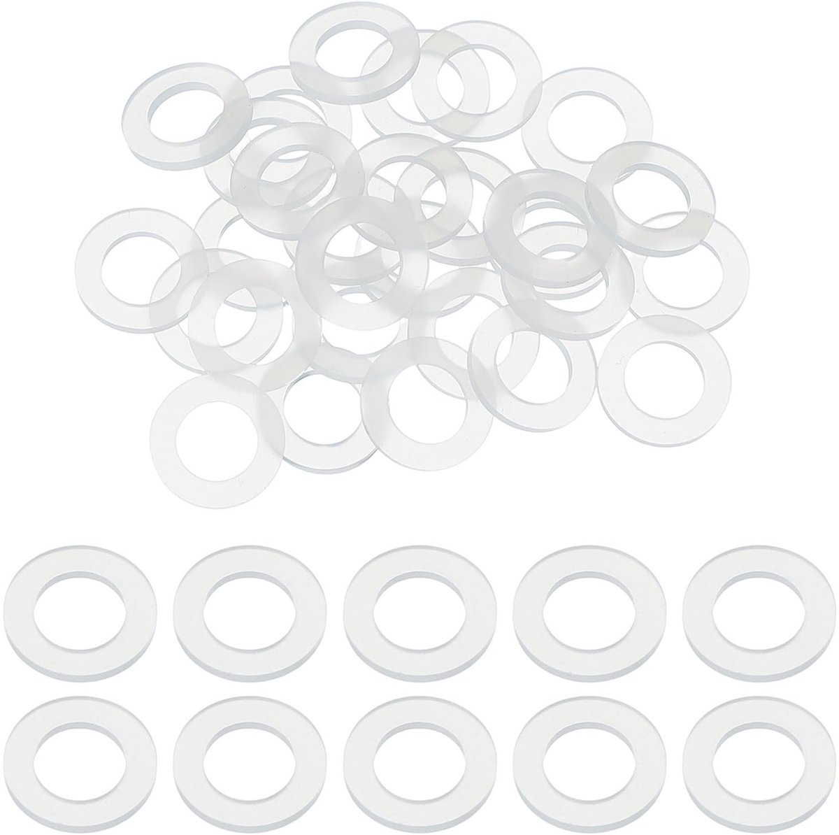 M6 Siliconen Onderlegringen - 6 mm binnendiameter 10 mm buitendiameter 1 mm dik - Dichtingsringen & Afstandhouders voor elektrische verbindingen, auto en kraan - Wit - 30 stuks