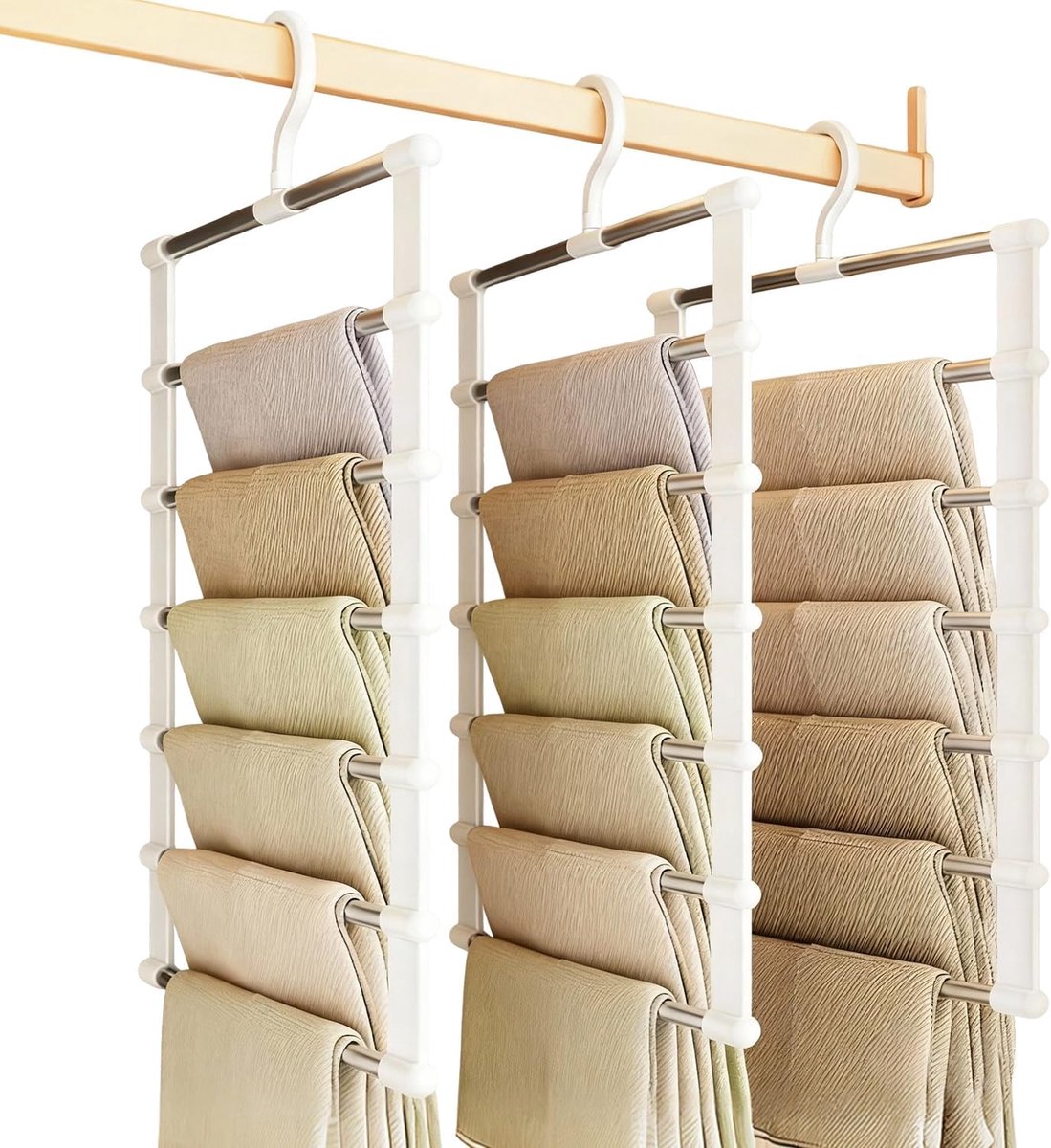 Bobypet - Kledingrek - Broek hangers - Broekhanger ruimtebesparend -Antislip - 3 Pack - Roestvrij staal materiaal - voor Broeken Sjaals en Stropdassen
