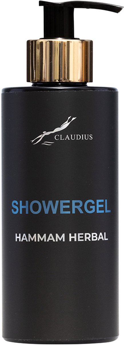 Showergel Hammam Herbal 300 ml - met gouden pomp - zwarte fles