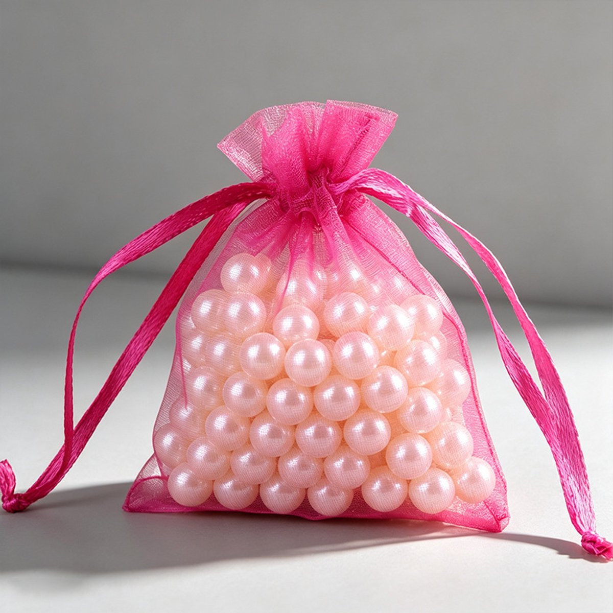 Verpakking van 50 geschenkzakjes, geschikt voor bruiloften, netverpakkingen voor sieraden.-Roze rood-5*7cm