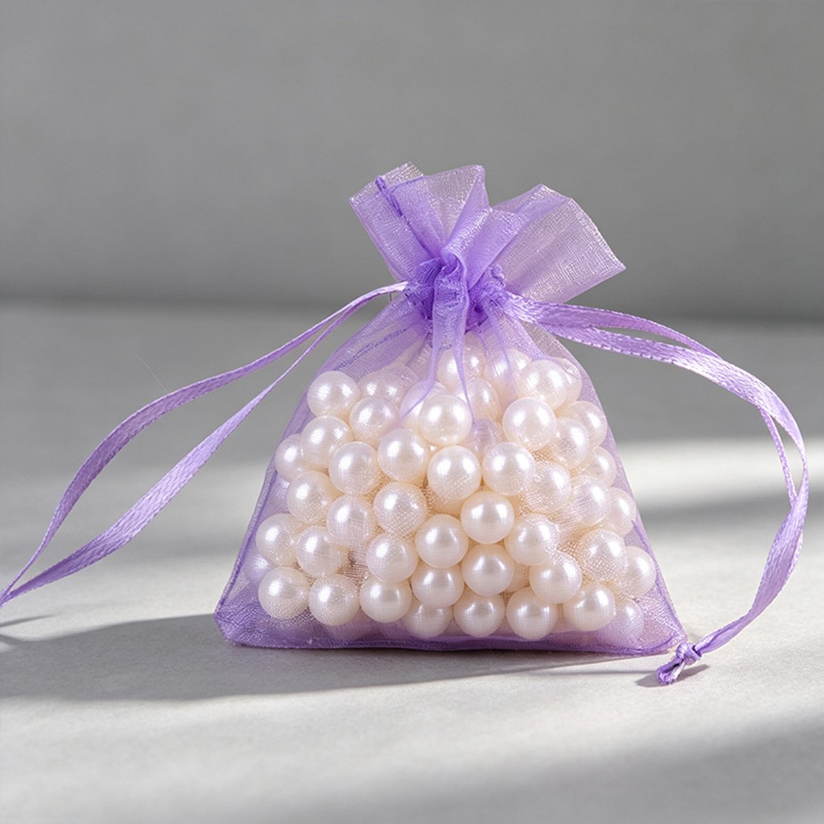 Verpakking van 50 geschenkzakjes, geschikt voor bruiloften, netverpakkingen voor sieraden.-Lichtpaars-7*9cm