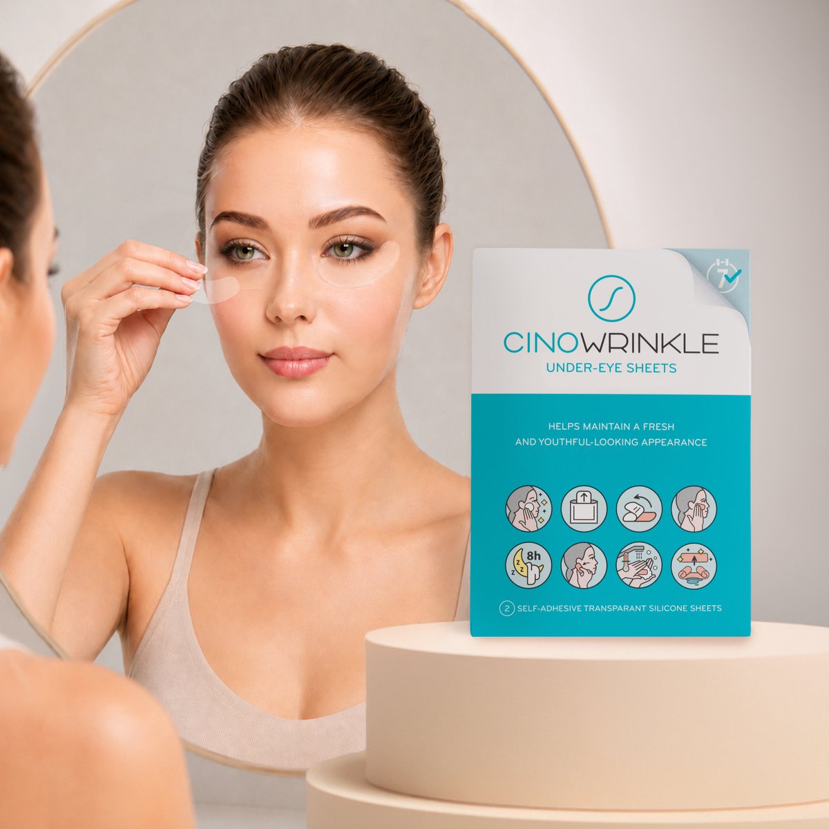CinoWrinkle - Under Eye Patches – Oog Patches van Siliconen voor Droogtelijntjes – Herbruikbaar – 2 Stuks
