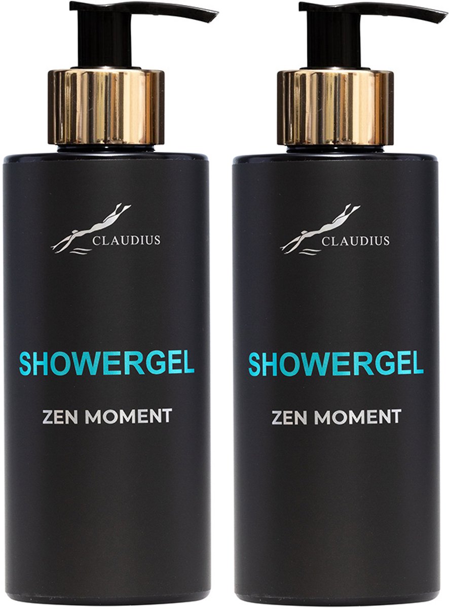 Showergel Zen Moment 300 ml - met gouden pomp - zwarte fles - set van 2 stuks - Voordeelverpakking