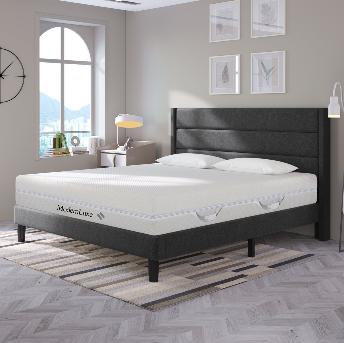 Wishdor Koudschuimmatras - 7 zones en H2/H3 - Afneembare wasbare tijk met rits - Ergonomisch en omkeerbaar - Tweepersoons slaapkamer - Schuim - Wit - 160 x 200 x 20 cm
