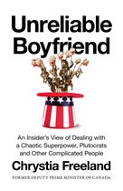 Boekomslag: verwelkte rozen in een Amerikaanse vlag-hoed, titel Unreliable Boyfriend door Chrystia Freeland.