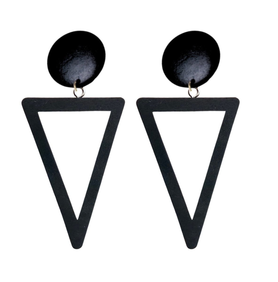 Clipoorbellen- zwart -hout -Driehoek -geen gaatje- Charme Bijoux