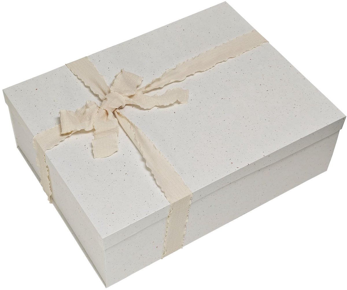 Famanu – Extra grote rechthoekige cadeauverpakking, cadeauverpakking van premium kwaliteit met deksel en lint, 44 x 33 x 14 cm, voor kerst en bruiloften