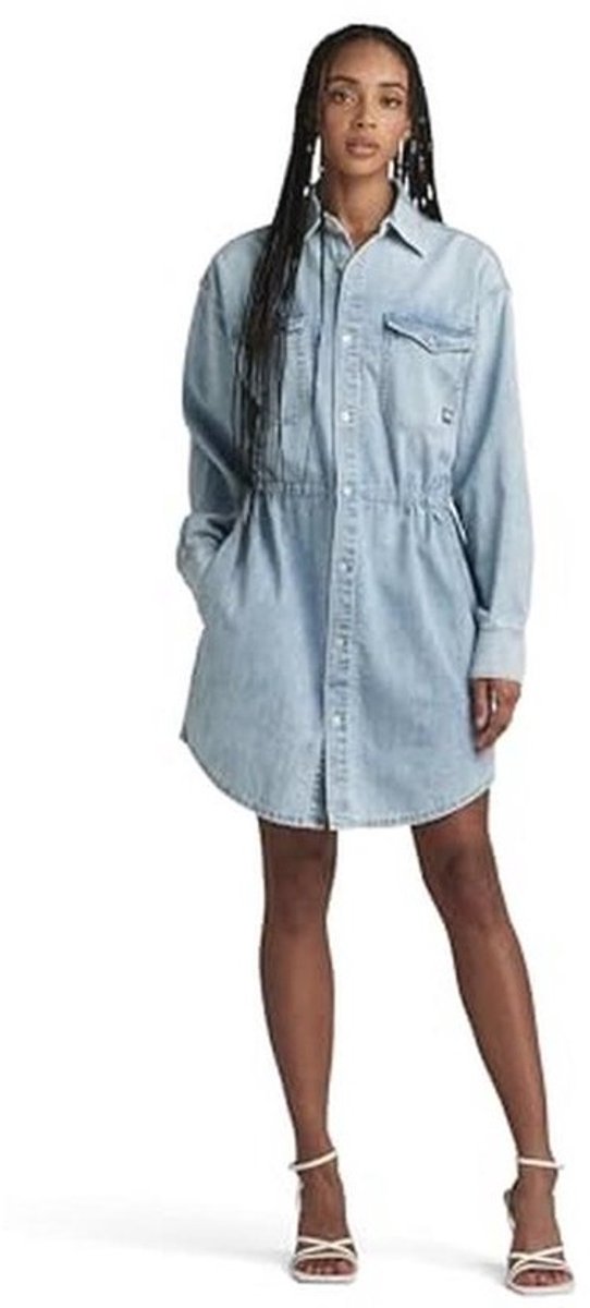 Dames Relaxed Trekkoord Denim Jurk - Stijlvolle Casual Look