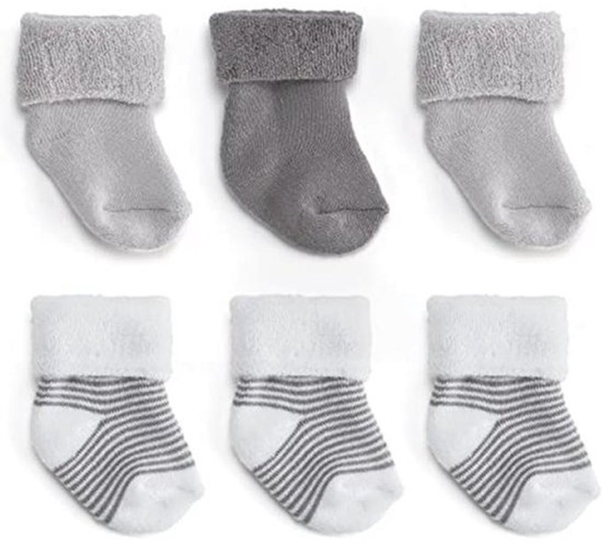 Babysokken 0-3 maanden, 6 paar katoenmix, OekoTex Standard 100, warme lang met omslag