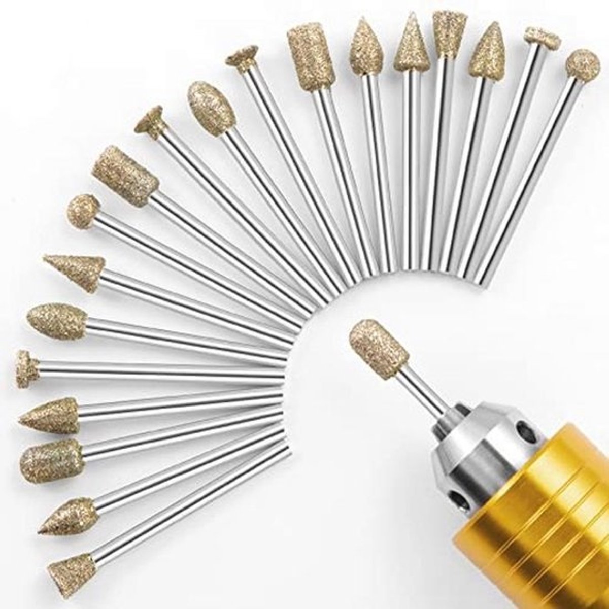 Diamant Slijpen Braam Bit Set - 20 Stuks Roterende Gereedschap Accessoires voor Steen, Keramiek en Glas