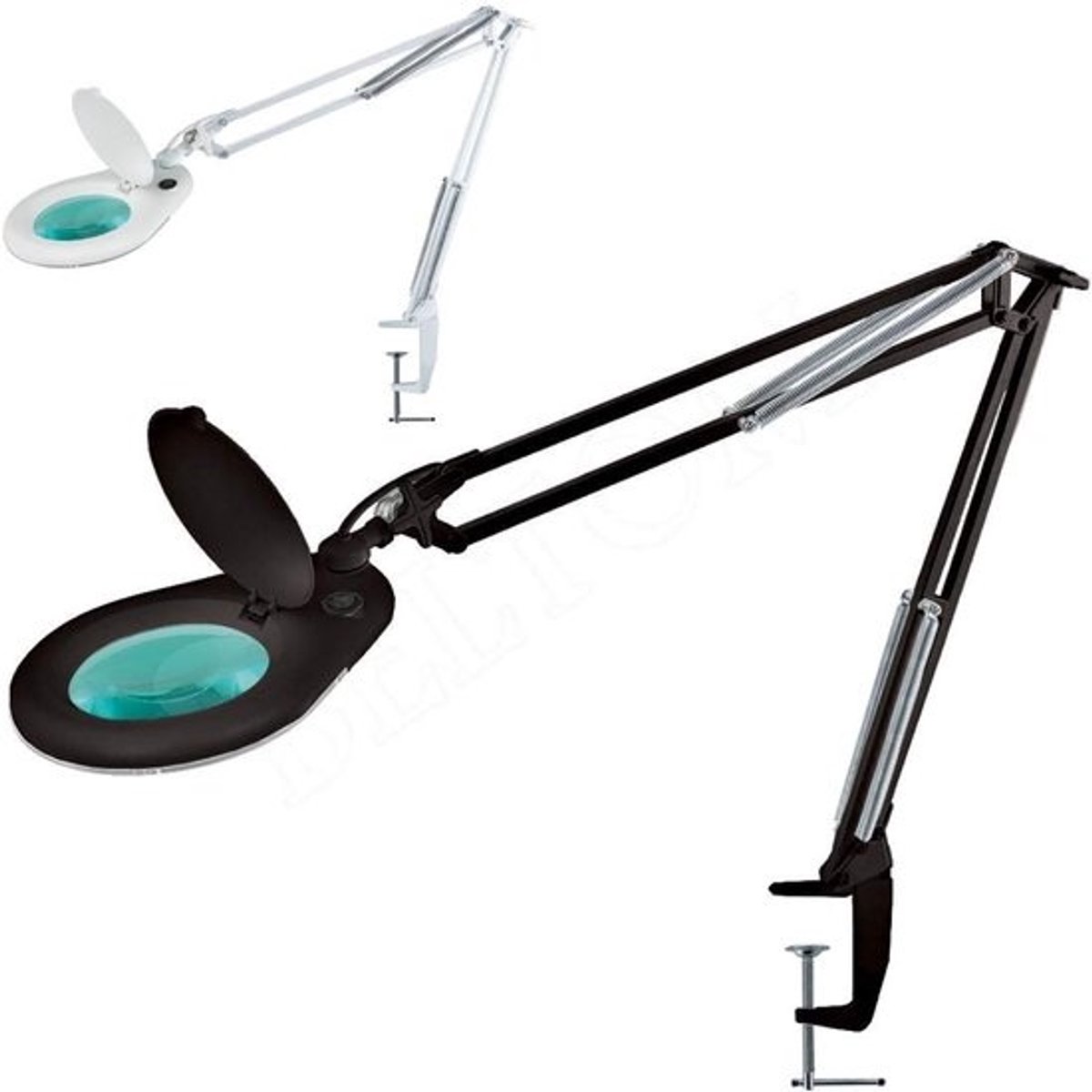 Vergrootglas met klem - Loeplamp met licht - Precisiewerk en hobby - 5 Dioptrie lens - 12cm lens diameter - Zwart