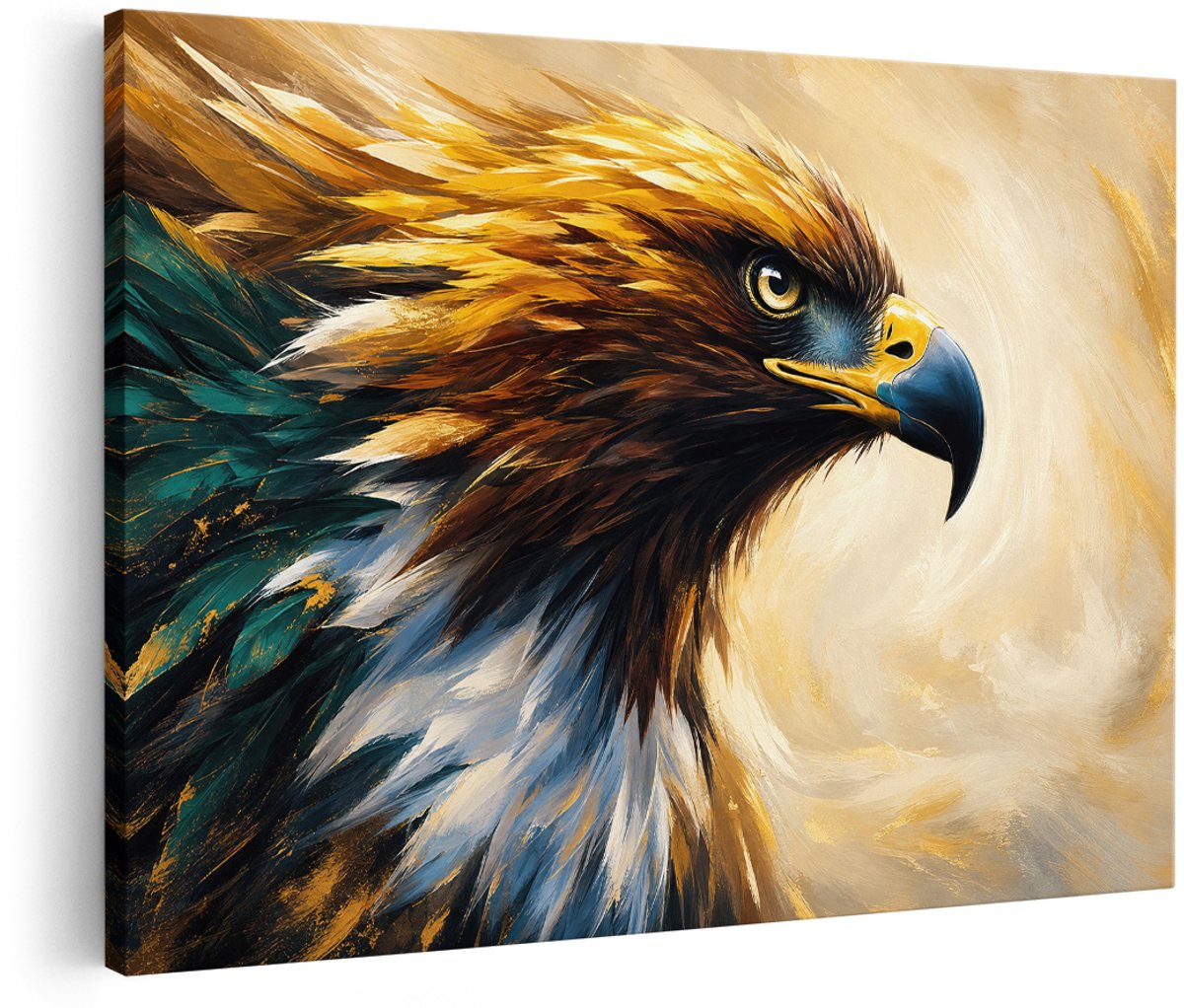 Artaza Canvas Schilderij Majestueuze Adelaar - Kleurrijke Digitale Kunst - 180x120 cm - Groot - Wanddecoratie Woonkamer - Schilderijen - Muurdecoratie