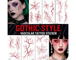 Tijdelijke Tattoo Bloedvaten - Rode Gothic Plaktattoo - 75 x 140 mm - 10 stuks