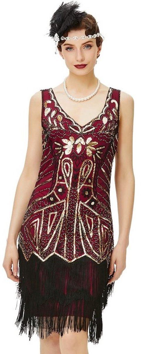 Dames Flapper Jurk Jaren 20 Stijl Vintage Cocktailjurk met Pailletten en Franjes