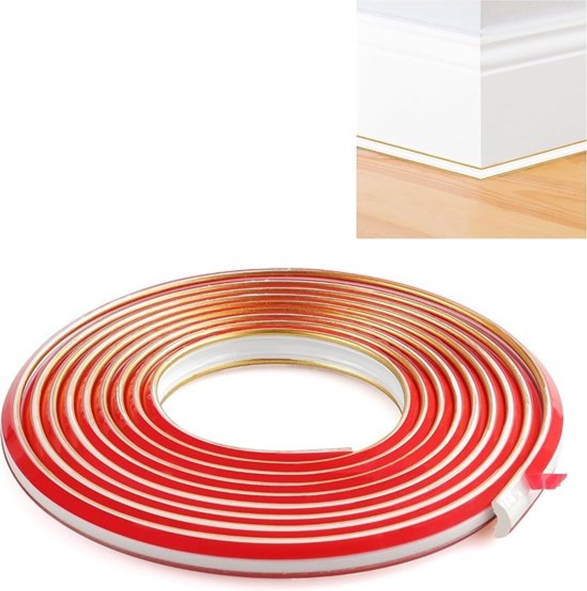 Flexibele Plintstrip - Zelfklevende Rand - Muren Afwerken - Waterproof en Flexibel - 500cm Lengte - Wit Goud