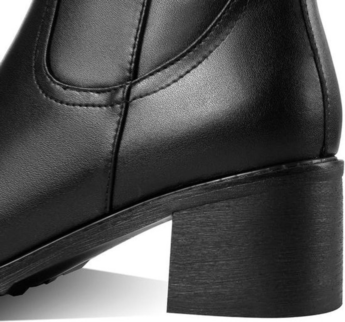 Kniehoge Leren Laarzen met Blokhak - Comfortabele Lange Schacht Boots voor Dames