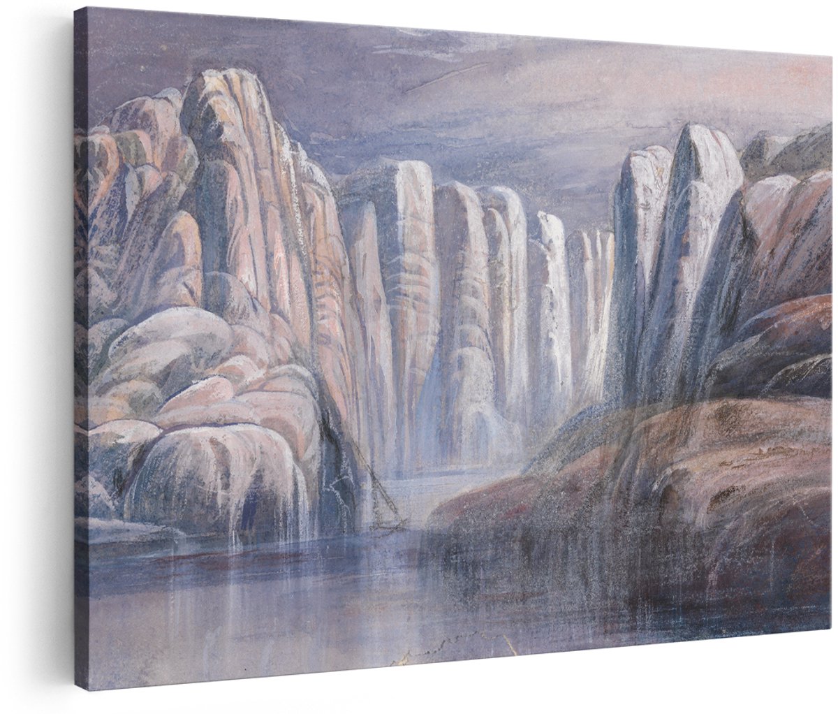 Artaza Canvas Schilderij Waterval - 180x120 cm - Groot - Wanddecoratie Landschap - Muurdecoratie Natuur - Decoratie Rotsen Kloof
