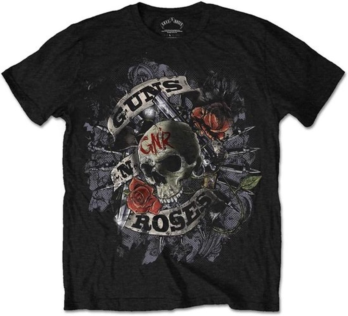 Heren T-Shirt Band Merch Zwart met Vuurkracht Print