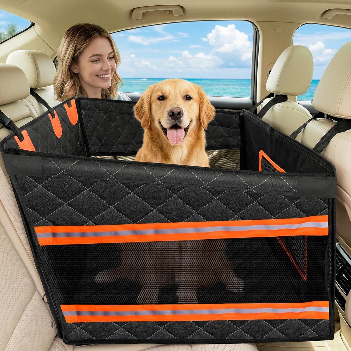 Autostoel voor honden - Reisstoel huisdier - Veilig reizen - Versterkt stabiel design - 73 x 61 x 54 cm
