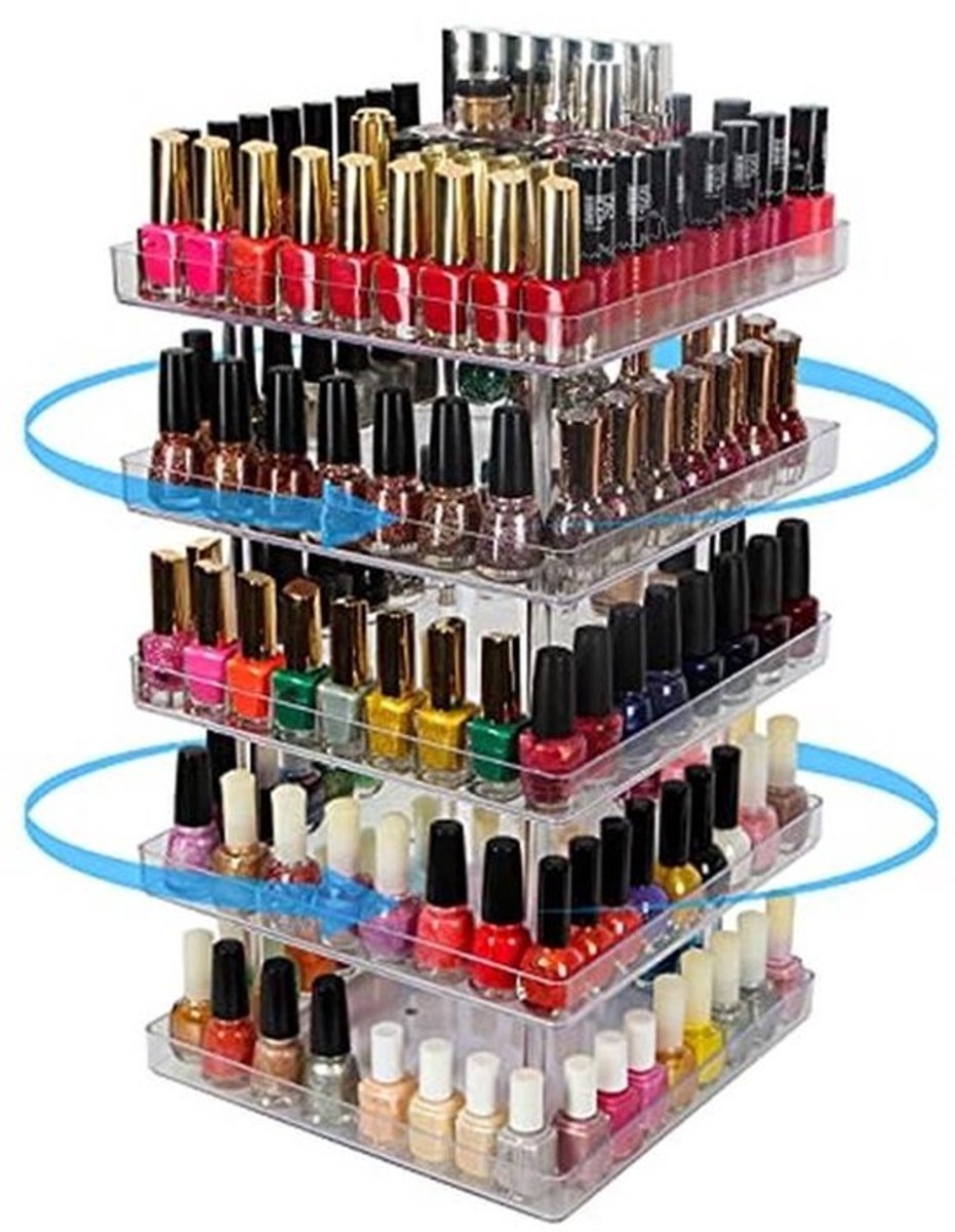 5-Tier Acryl Roterend Nagellak Display Rek - Organizer voor Make-up en Cosmetica