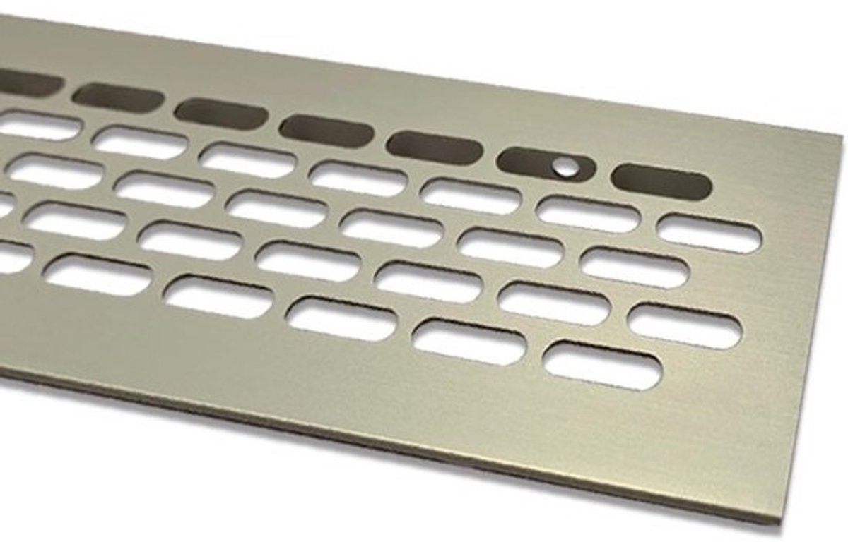 Rechthoekig Luchtrooster Aluminium RVS-Look 60x400mm voor Ventilatie en Verwarming
