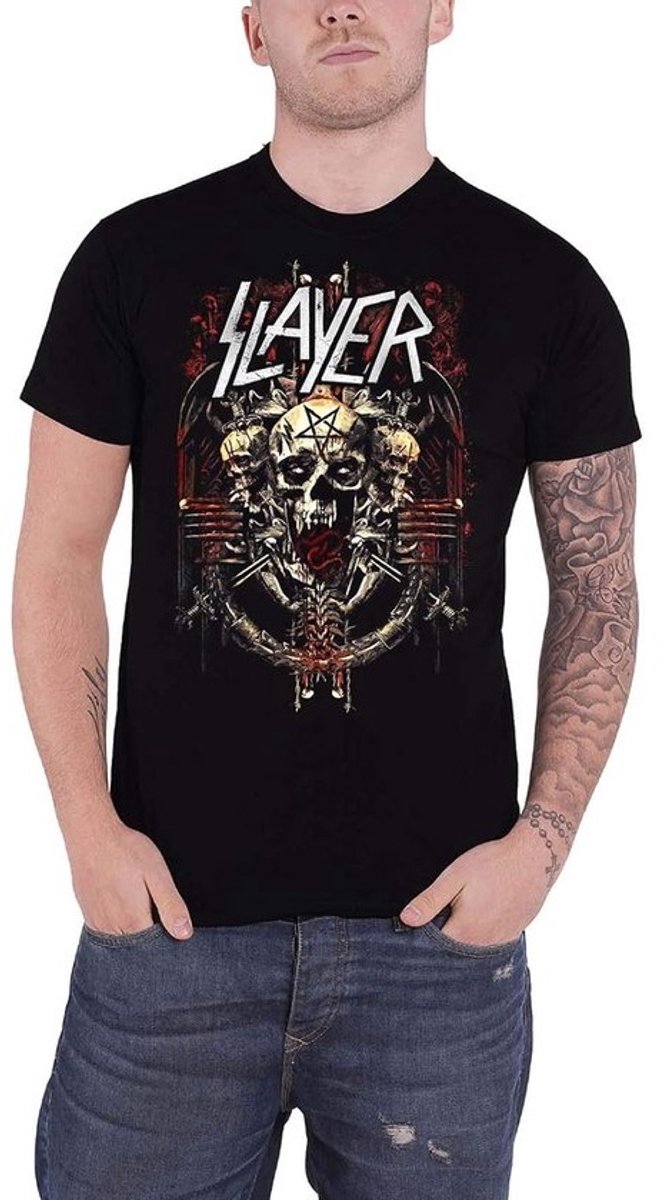 Zwart T-Shirt met Duivels Admat Print voor Heren en Dames - Metal Band Merch
