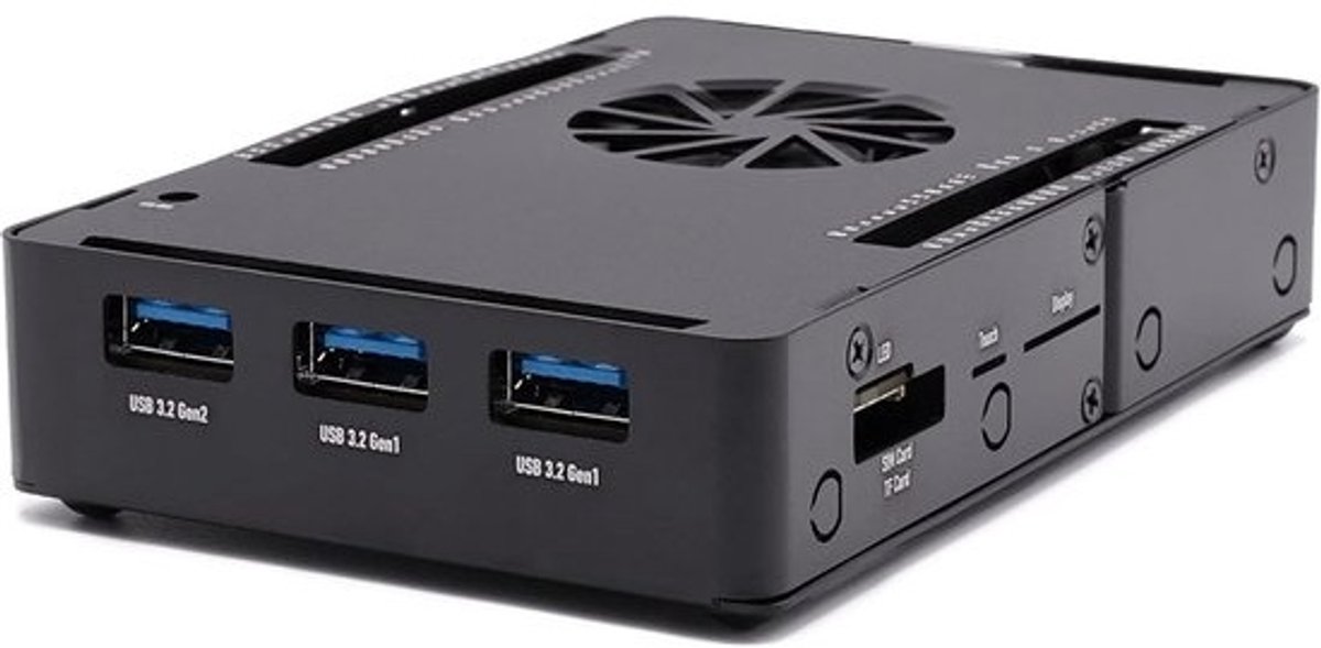 Aluminium Behuizing - Beschermhoes Computer - Single Board Computer - Ondersteunt 8 Antennes - 16.3 x 9.9 cm - Zwart