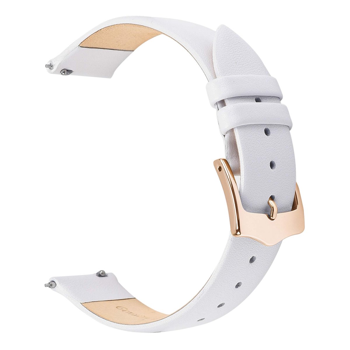 EACHE Pure White Dames Quick Release Lederen Horlogebanden Dunne Lederen Horlogebanden voor Dames Rose Gouden Gesp 16mm - ShopVlot
