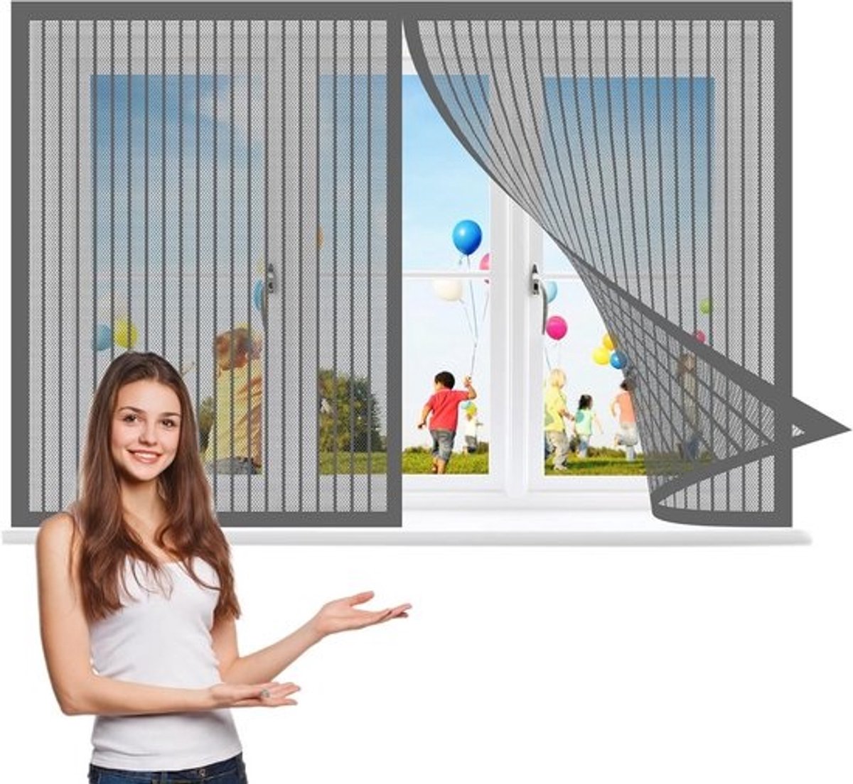 Magneet Hor voor Raam 180 x 140cm Inclusief Klittenband en Pinnen