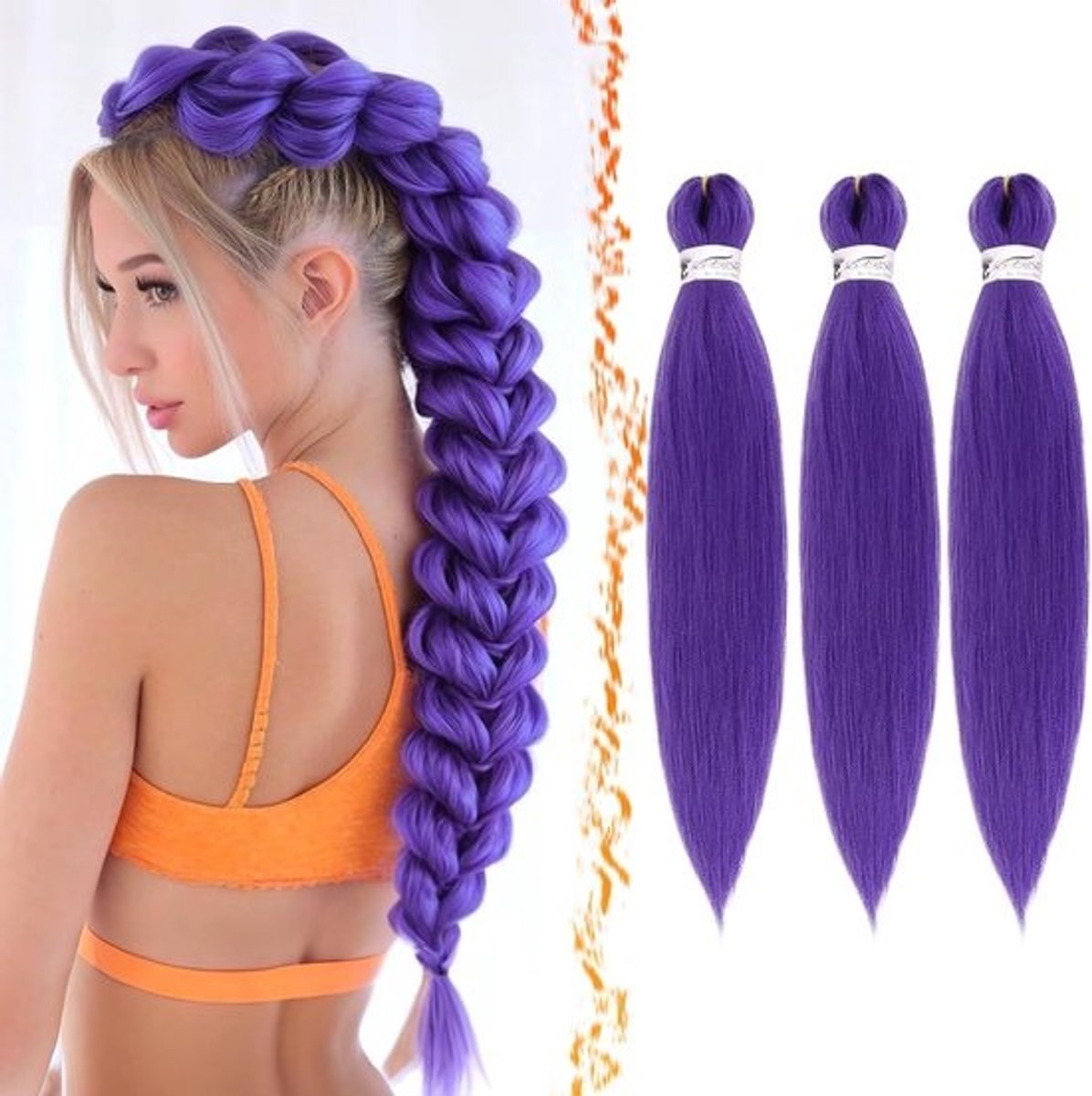66 cm Voorgerekt Vlechthaar Yaki Textuur 3-Pack voor Box Braids en Crochet