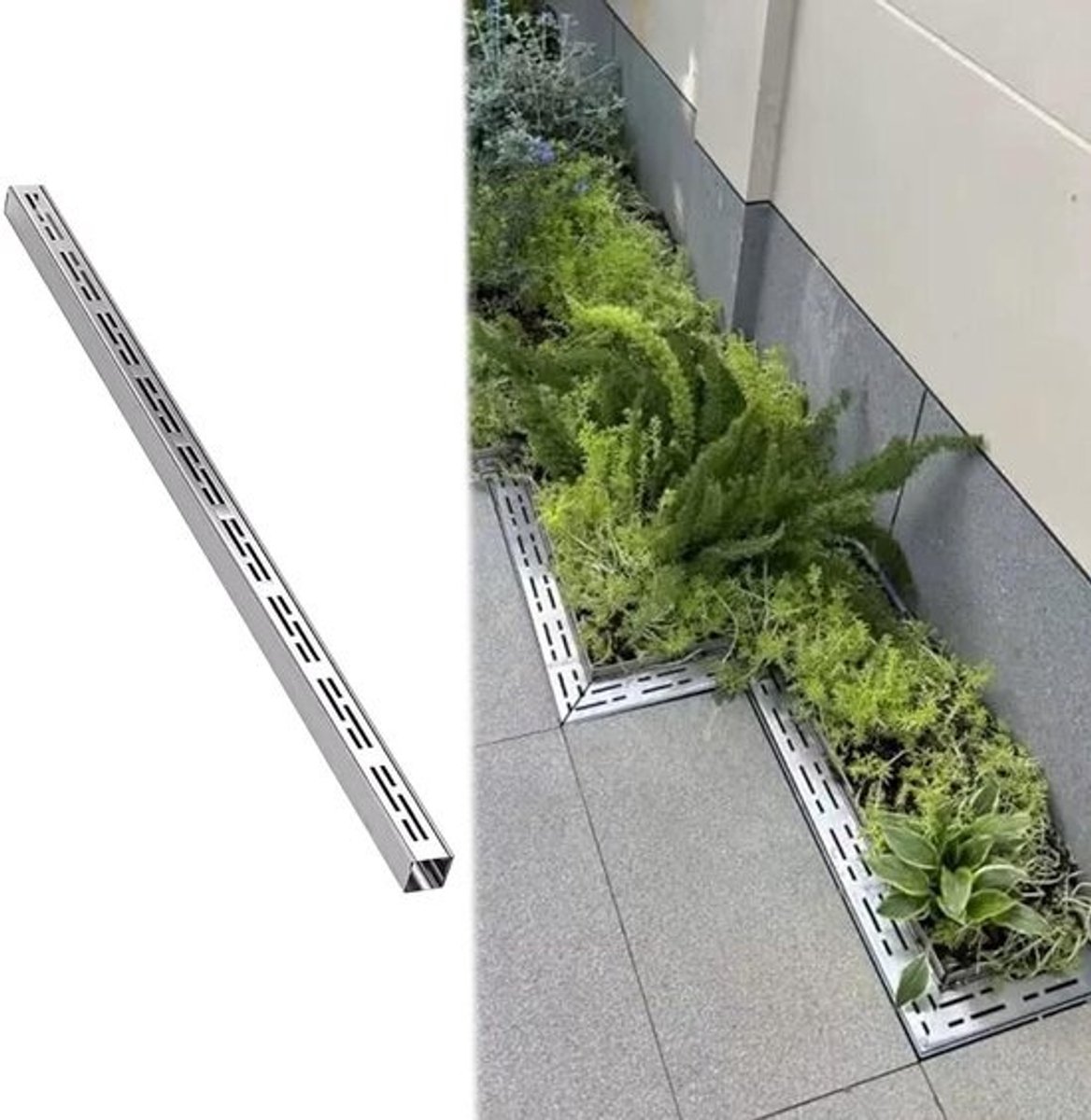 Afvoergoot Sleufdrainage - Tuin Drainage Buitenafvoer - Overtollig Water Afvoeren - Roestvrijstalen Rooster - W5cmxH3cm - Zilver