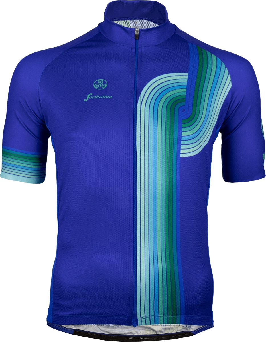 Fortissima Wielershirt Heren Dames - Retro Bauhaus - Korte Mouw - Aero Fit - Fietsshirt met Rits - Maat XL