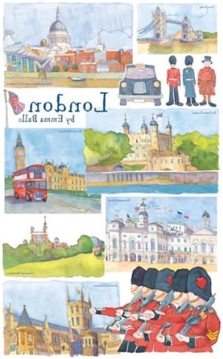 Theedoek Katoen - Keukendoek - Keuken Schoonhouden - Londen Thema - 76 x 48 cm - Meerkleurig