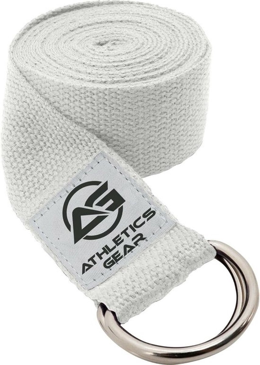 Yoga Riem - Stretch Band - Flexibiliteit Verbeteren - Duurzaam Katoen - 1.8 Meter - Wit