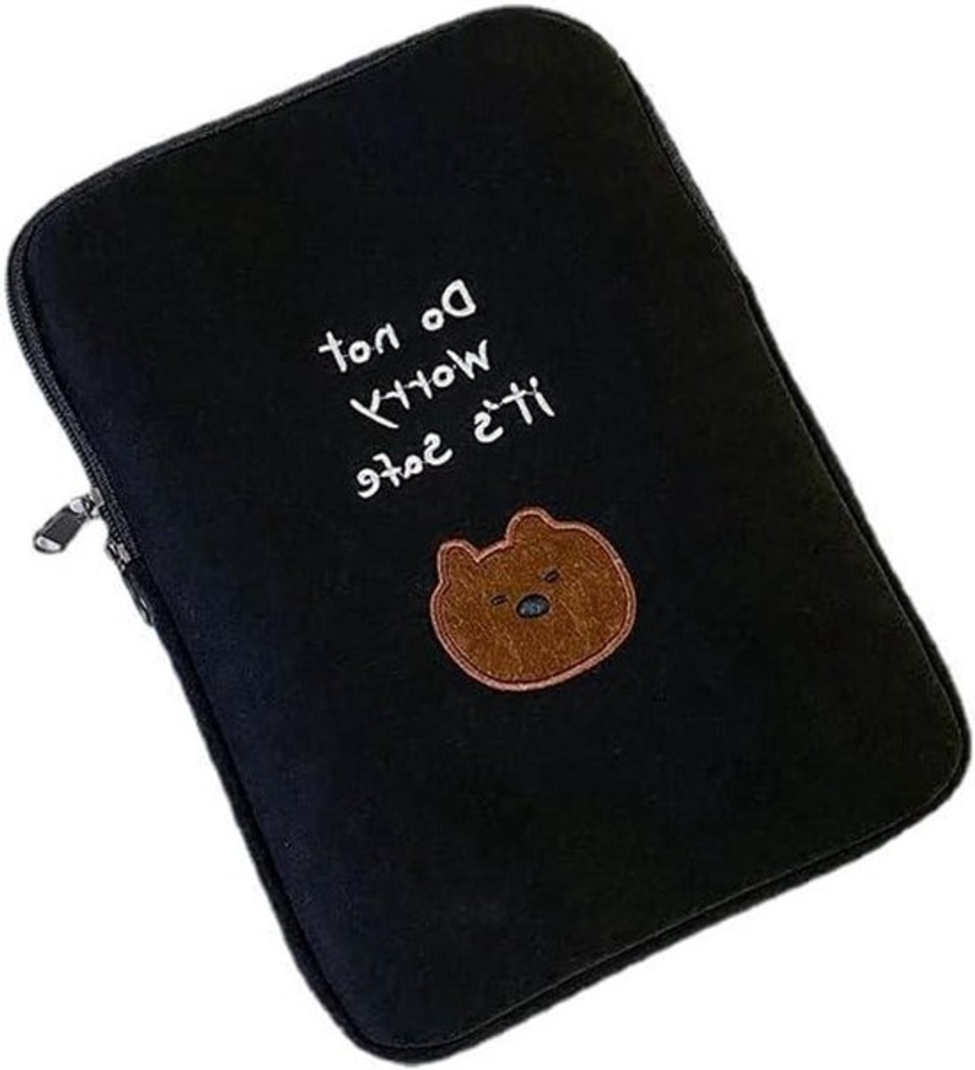 Laptophoes met beerprint - Kawaii laptop tas - Laptop Bescherming - Geborduurd ontwerp - 11-13 inch - Beer