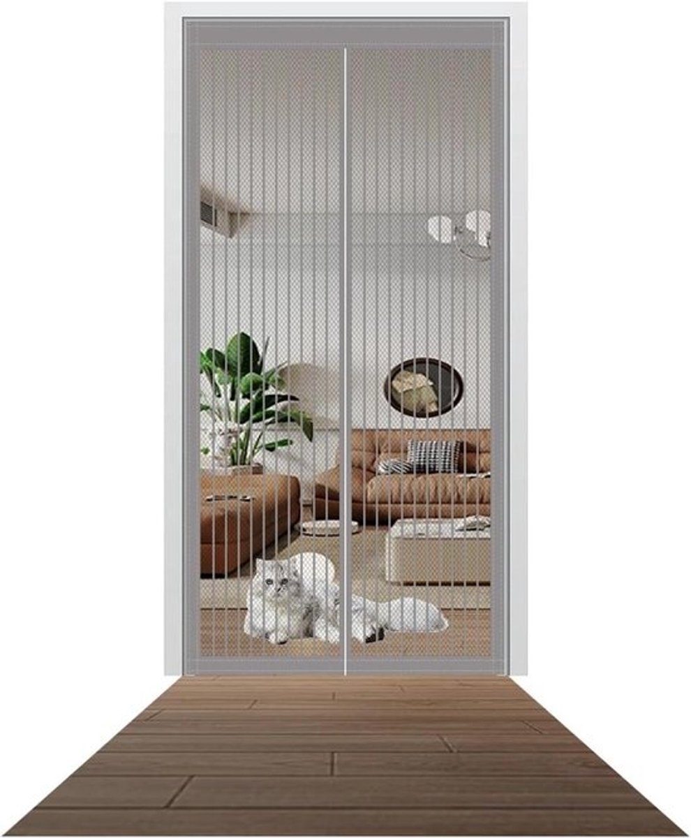 Magnetische Klamboe Deur - Horrengordijn Deur - Insecten Buiten Houden - Automatische Sluiting - 85x235 cm - Grijs
