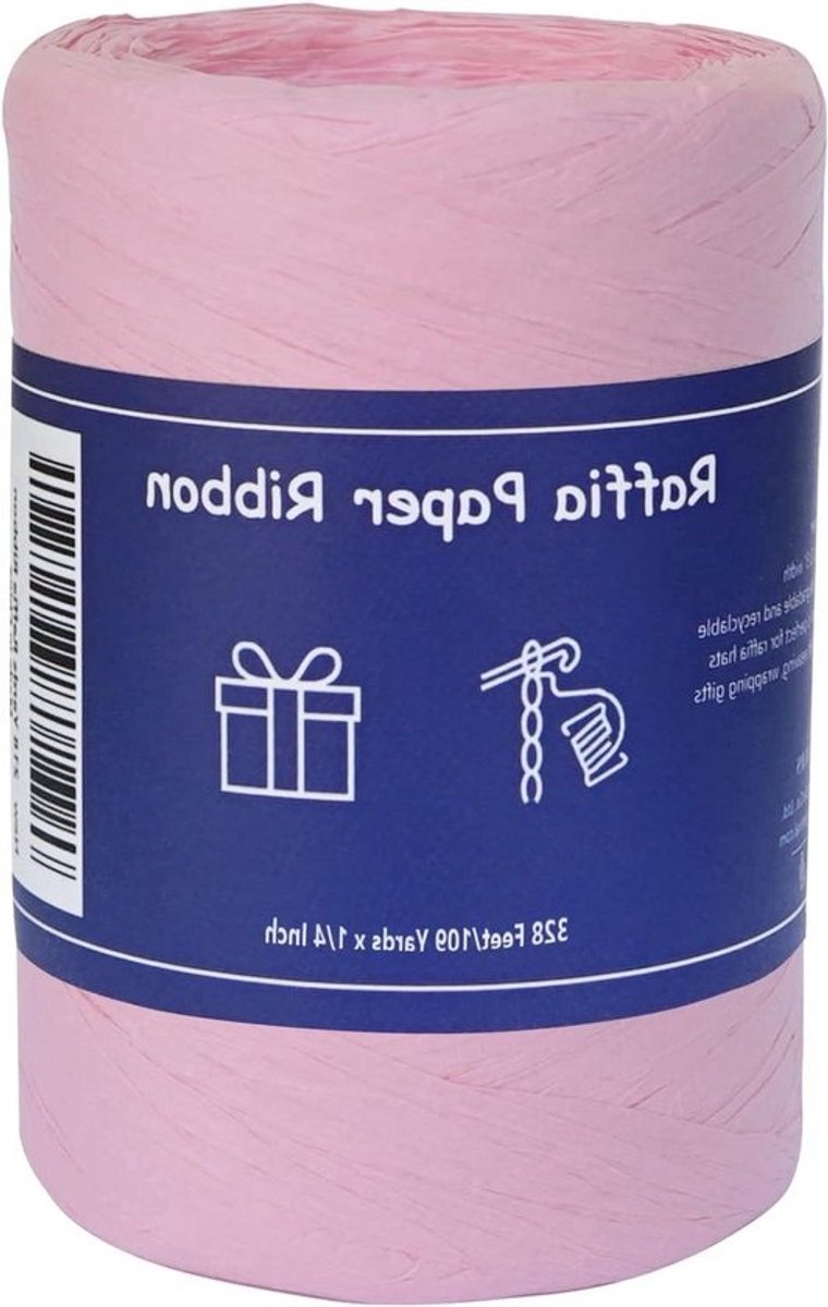 Raffia Lint - Papieren Touw - Cadeaus Versieren - 100% Natuurpapier - 109 Meter - Roze