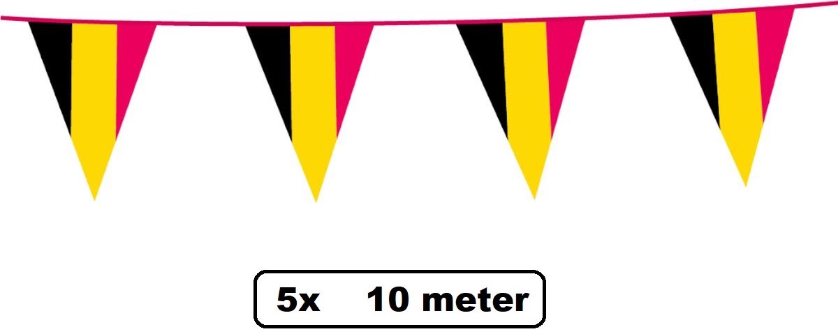 5 stuks Vlaggenlijn Belgie 10 meter - Landen festival thema feest fun vlaglijn