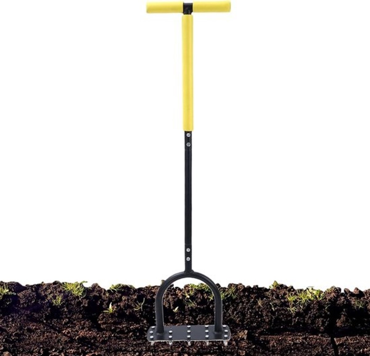 Gazonbeluchter - Grasbeluchter Tool - Bodemverzorging Gazon - Ergonomisch T-Handvat - 100 cm - Zwart