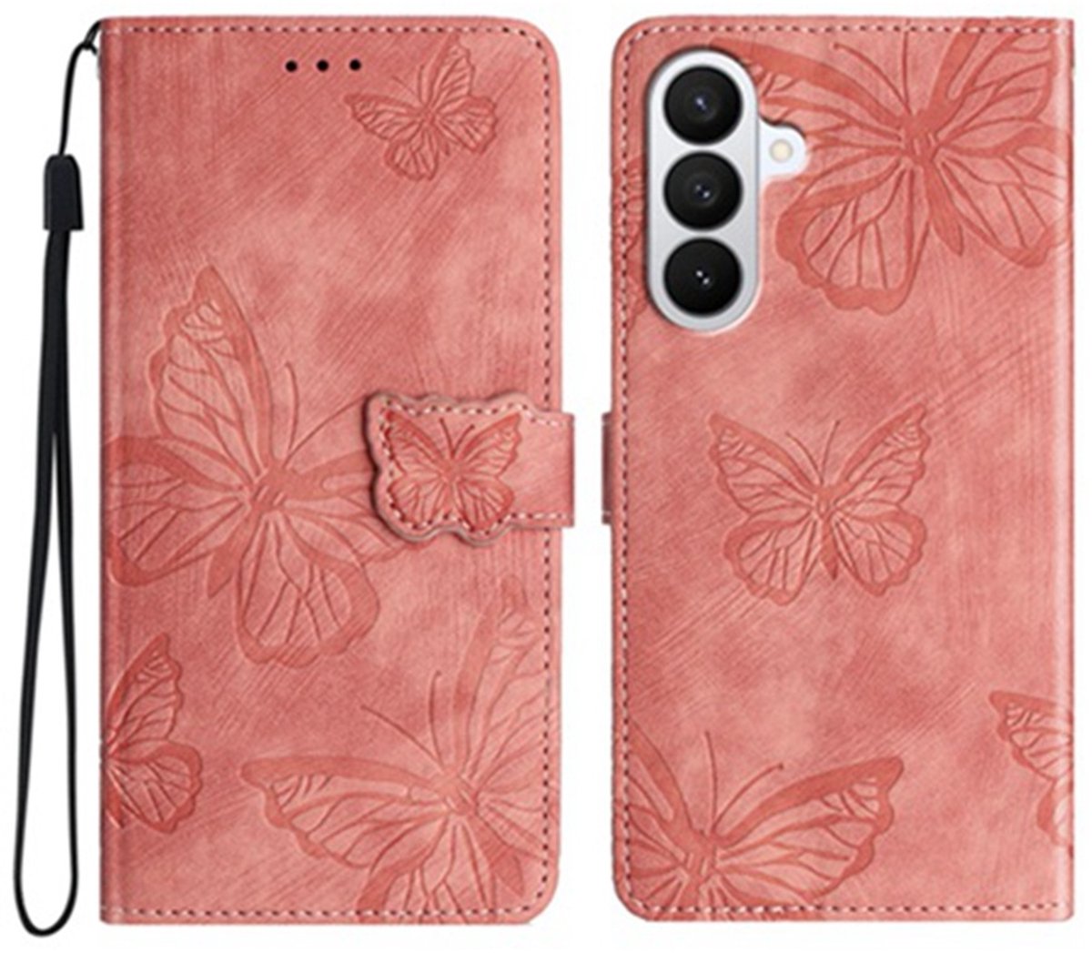 Coverup Hoesje - Geschikt voor Samsung Galaxy S26 FE Hoesje - Coverup Vlinders Book Case - Roze