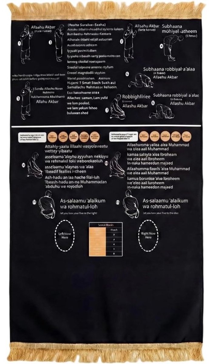 Gebedskleed Met Instructies - Leergebedsmat - Spirituele Begeleiding - Engelstalige Leesinstructies - 68x110cm