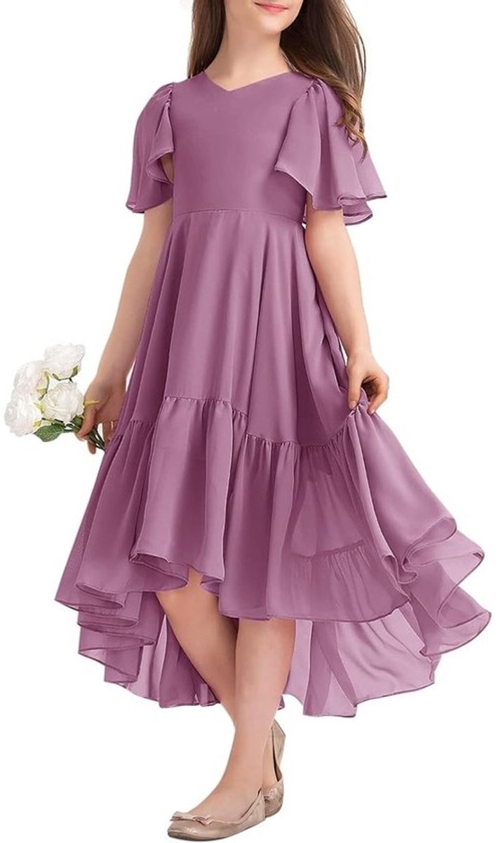 Zomerjurk Meisjes - A-lijn jurk - Feestelijke gelegenheid - Elegante V-hals - Lange lengte