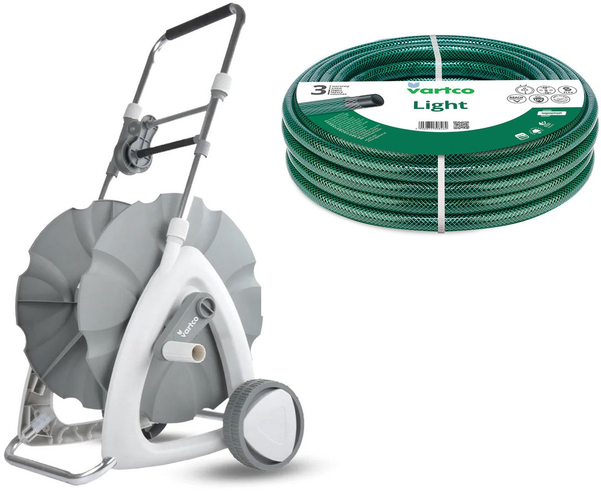 Tuinslangwagen + Vartco Light-tuinslang 1/2" 30 m Agaplast