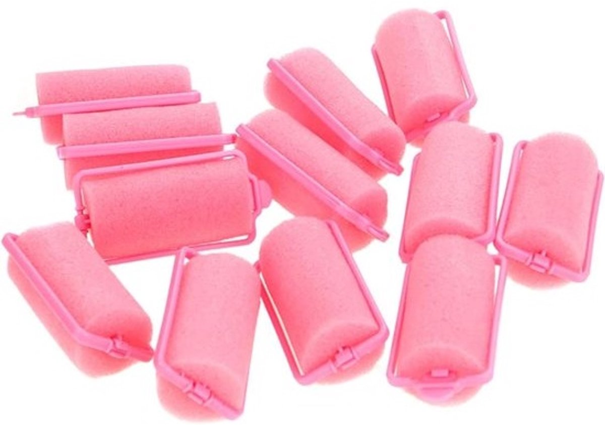 Haar Styling Rollers - Krulspelden Twist Tool - Haar Krullen Maken - Zelfklevend Haar - 12 stuks - Roze