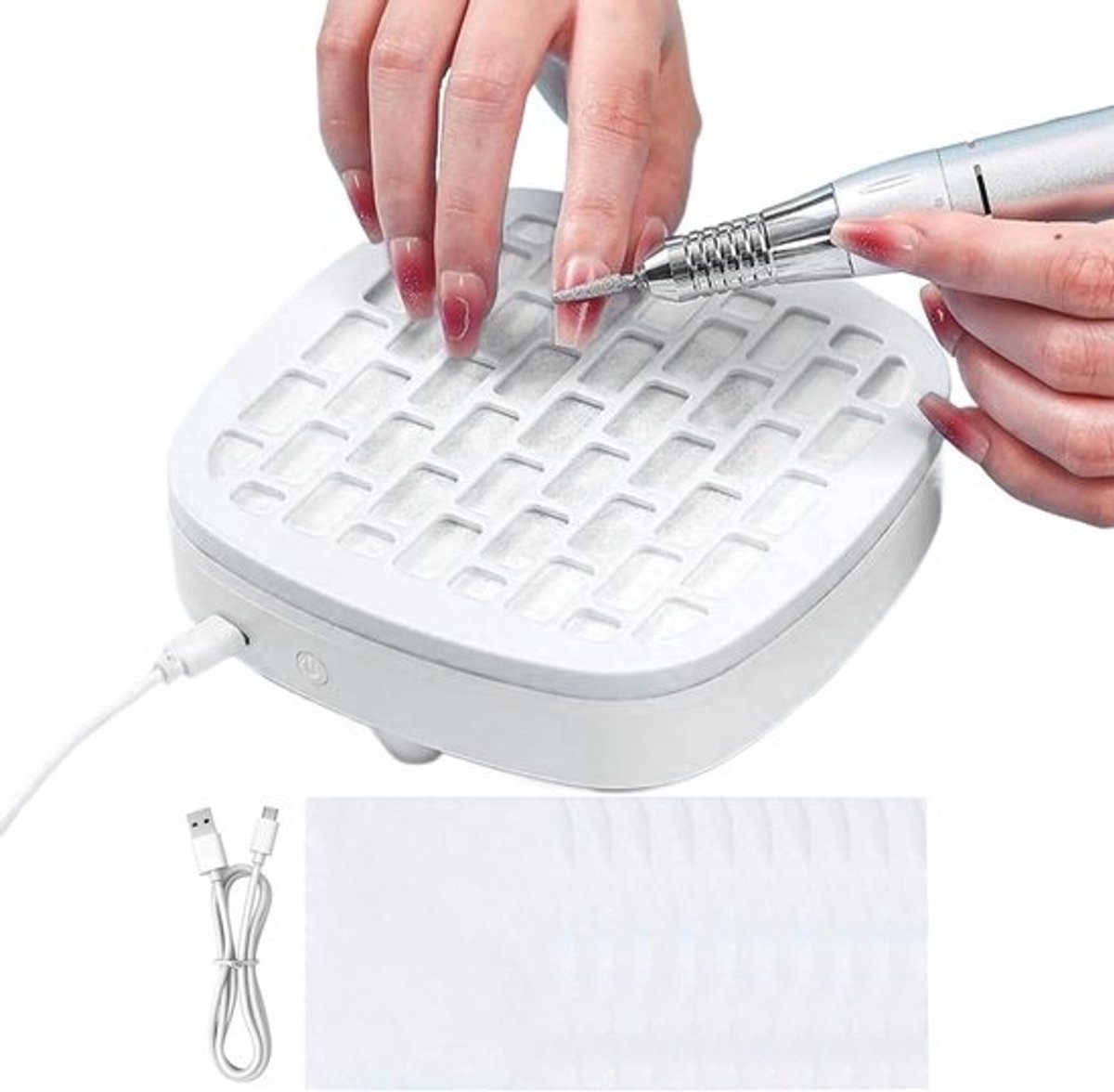 Nagel Ventilator Stof - Manicure Afzuiger - Nagel Verzorging - Ultra Stil Ontwerp - 14x14x4 cm - Wit