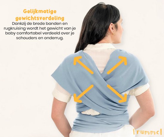 Frummel Baby Draagdoek Lichtblauw - Draagzak - Baby Wrap - Baby carrier - Draagdoek baby - Baby 0-36 maanden - Newborn van Frummel — afbeelding 3