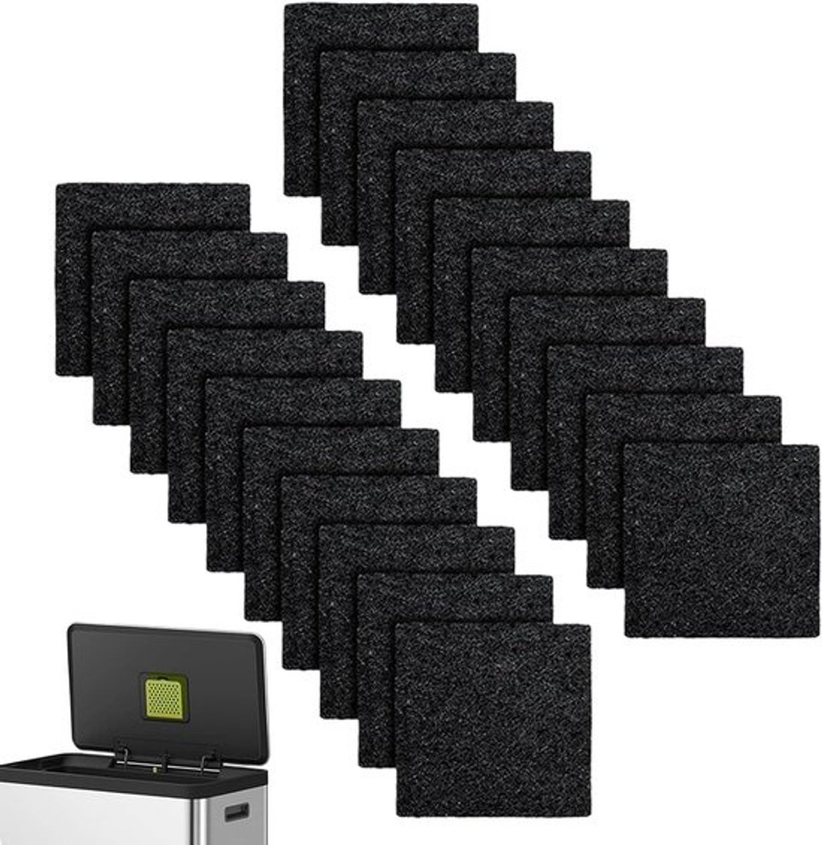 Geurfilters Prullenbak - Actief Kool Navullingen - Lucht Zuiveren - 20 Stuks Pakket - 8x8 cm